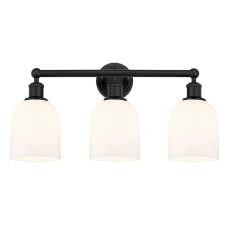 A large image of the Innovations Lighting 616-3W 12 24 Bella Vanity Matte Black / Glossy White