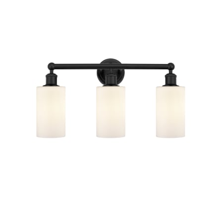 A large image of the Innovations Lighting 616-3W-11-22 Clymer Vanity Matte Black / Matte White