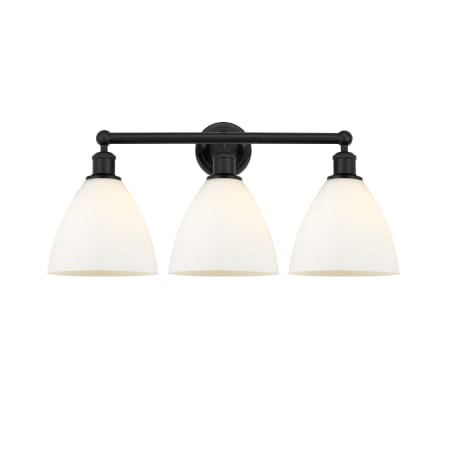 A large image of the Innovations Lighting 616-3W-12-26 Bristol Vanity Matte Black / Matte White