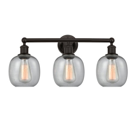 A large image of the Innovations Lighting 616-3W-12-24 Belfast Vanity Oil Rubbed Bronze / Seedy