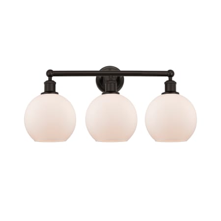 A large image of the Innovations Lighting 616-3W-13-26 Athens Vanity Oil Rubbed Bronze / Matte White