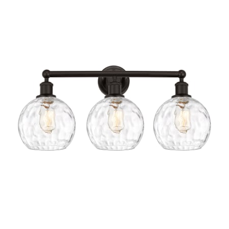 A large image of the Innovations Lighting 616-3W-13-26 Athens Vanity Oil Rubbed Bronze / Clear Water Glass