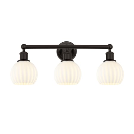 A large image of the Innovations Lighting 616-3W 10 24 White Venetian Vanity Oil Rubbed Bronze