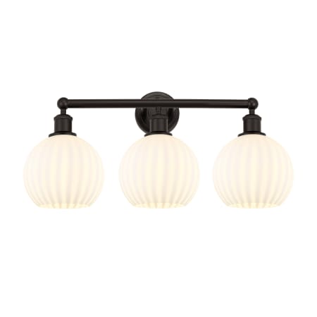 A large image of the Innovations Lighting 616-3W 12 26 White Venetian Vanity Oil Rubbed Bronze