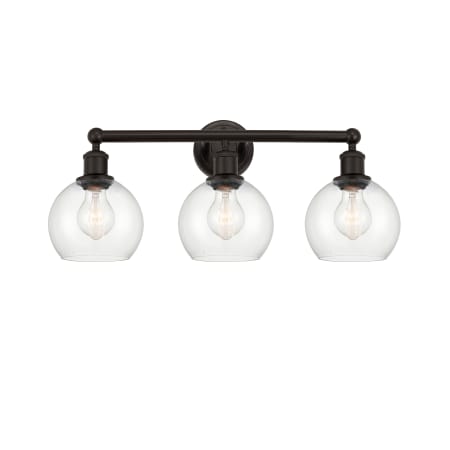 A large image of the Innovations Lighting 616-3W-11-24 Athens Vanity Oil Rubbed Bronze / Clear