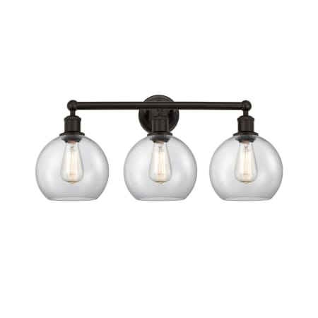 A large image of the Innovations Lighting 616-3W-13-26 Athens Vanity Oil Rubbed Bronze / Clear