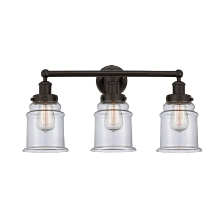 A large image of the Innovations Lighting 616-3W-13-24 Canton Vanity Oil Rubbed Bronze / Clear