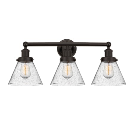 A large image of the Innovations Lighting 616-3W-12-26 Cone Vanity Oil Rubbed Bronze / Seedy