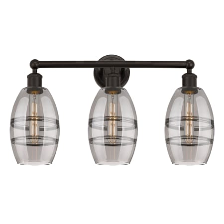 A large image of the Innovations Lighting 616-3W 10 24 Vaz Vanity Oil Rubbed Bronze / Light Smoke