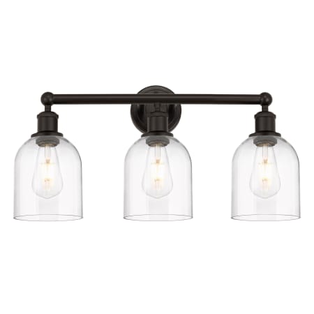 A large image of the Innovations Lighting 616-3W 12 24 Bella Vanity Oil Rubbed Bronze / Clear