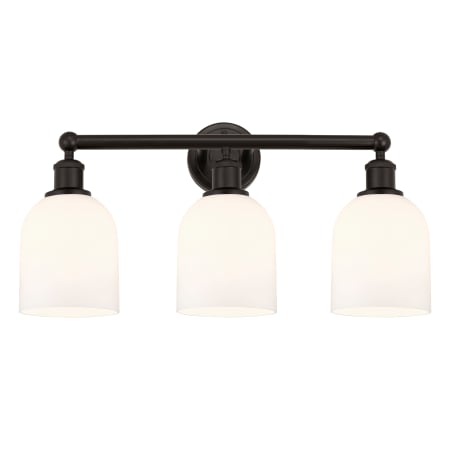 A large image of the Innovations Lighting 616-3W 12 24 Bella Vanity Oil Rubbed Bronze / Glossy White