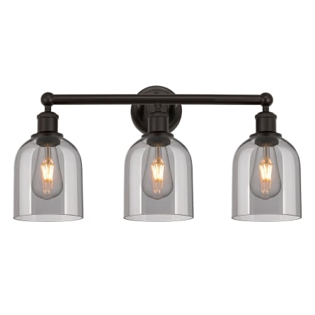 A large image of the Innovations Lighting 616-3W 12 24 Bella Vanity Oil Rubbed Bronze / Light Smoke