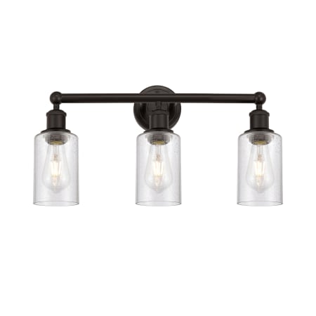 A large image of the Innovations Lighting 616-3W-11-22 Clymer Vanity Oil Rubbed Bronze / Seedy