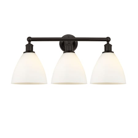 A large image of the Innovations Lighting 616-3W-12-26 Bristol Vanity Oil Rubbed Bronze / Matte White