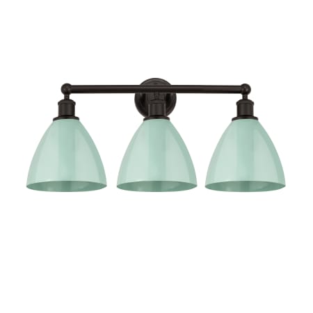 A large image of the Innovations Lighting 616-3W-12-26 Plymouth Vanity Oil Rubbed Bronze / Seafoam