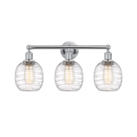 A large image of the Innovations Lighting 616-3W-12-24 Belfast Vanity Polished Chrome / Deco Swirl