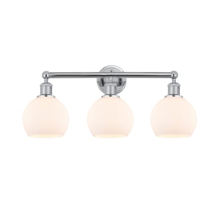 A large image of the Innovations Lighting 616-3W-11-24 Athens Vanity Polished Chrome / Matte White