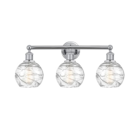 A large image of the Innovations Lighting 616-3W-11-24 Athens Vanity Polished Chrome / Clear Deco Swirl