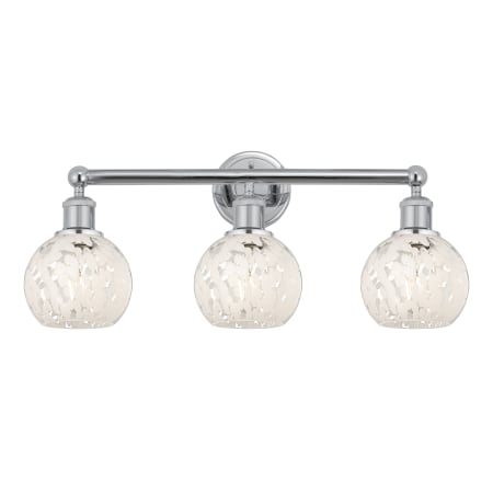 A large image of the Innovations Lighting 616-3W 10 24 White Mouchette Vanity Polished Chrome