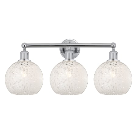 A large image of the Innovations Lighting 616-3W 12 26 White Mouchette Vanity Polished Chrome