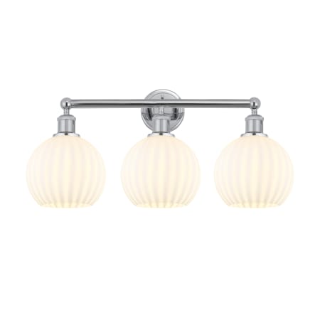 A large image of the Innovations Lighting 616-3W 12 26 White Venetian Vanity Polished Chrome