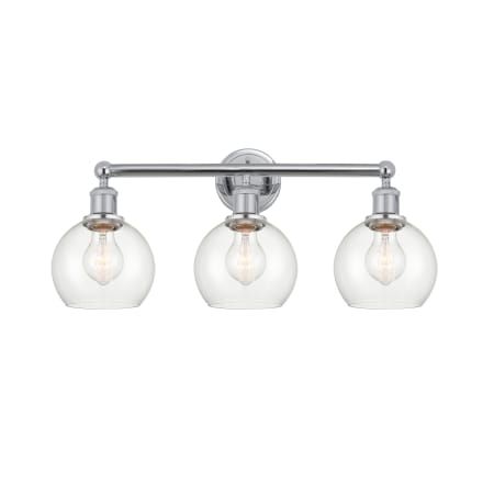 A large image of the Innovations Lighting 616-3W-11-24 Athens Vanity Polished Chrome / Clear