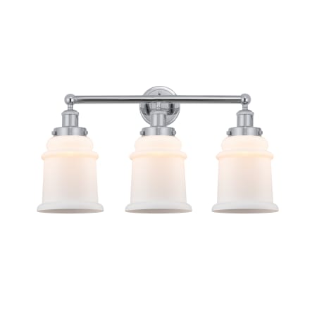 A large image of the Innovations Lighting 616-3W-13-24 Canton Vanity Polished Chrome / Matte White