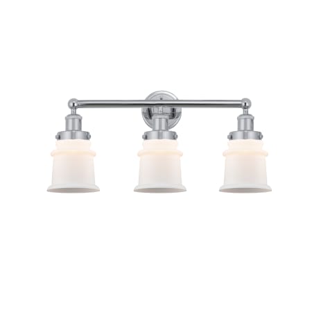 A large image of the Innovations Lighting 616-3W-11-23 Canton Vanity Polished Chrome / Matte White