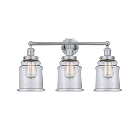 A large image of the Innovations Lighting 616-3W-13-24 Canton Vanity Polished Chrome / Clear