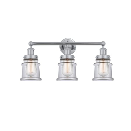 A large image of the Innovations Lighting 616-3W-11-23 Canton Vanity Polished Chrome / Clear