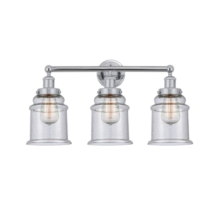 A large image of the Innovations Lighting 616-3W-13-24 Canton Vanity Polished Chrome / Seedy