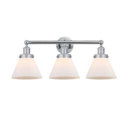 A large image of the Innovations Lighting 616-3W-12-26 Cone Vanity Polished Chrome / Matte White