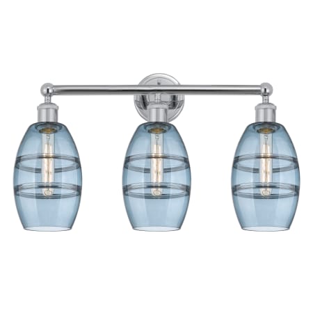 A large image of the Innovations Lighting 616-3W 10 24 Vaz Vanity Polished Chrome / Princess Blue