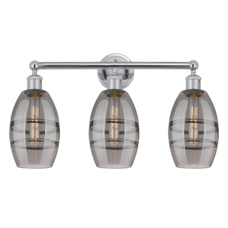 A large image of the Innovations Lighting 616-3W 10 24 Vaz Vanity Polished Chrome / Light Smoke