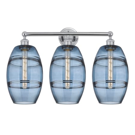 A large image of the Innovations Lighting 616-3W 12 26 Vaz Vanity Polished Chrome / Princess Blue