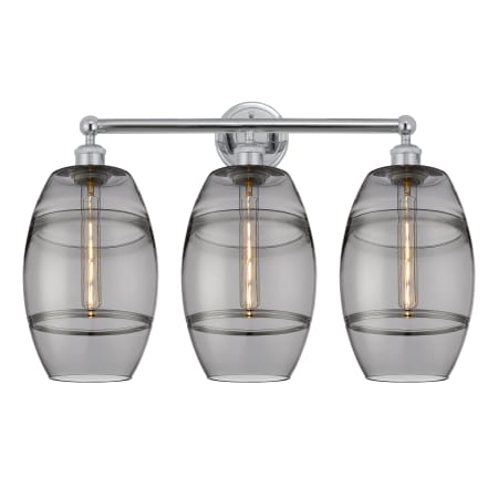 A large image of the Innovations Lighting 616-3W 12 26 Vaz Vanity Polished Chrome / Light Smoke