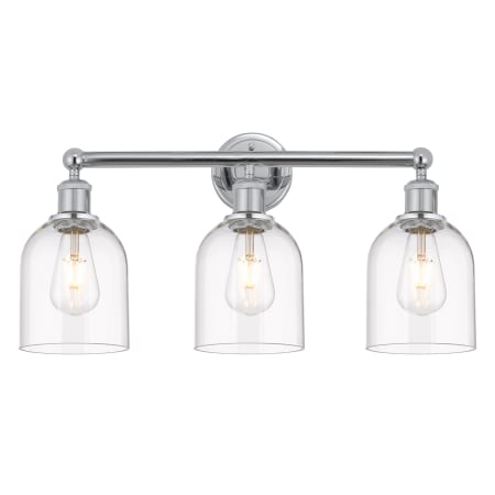 A large image of the Innovations Lighting 616-3W 12 24 Bella Vanity Polished Chrome / Clear