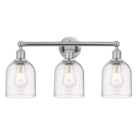 A large image of the Innovations Lighting 616-3W 12 24 Bella Vanity Polished Chrome / Seedy