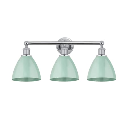 A large image of the Innovations Lighting 616-3W-12-26 Plymouth Dome Vanity Polished Chrome / Seafoam