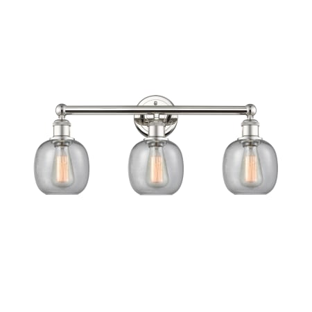 A large image of the Innovations Lighting 616-3W-12-24 Belfast Vanity Polished Nickel / Seedy