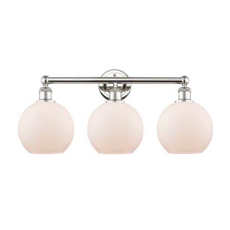 A large image of the Innovations Lighting 616-3W-13-26 Athens Vanity Polished Nickel / Matte White