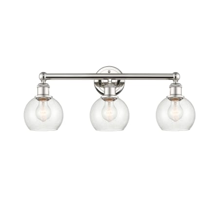 A large image of the Innovations Lighting 616-3W-11-24 Athens Vanity Polished Nickel / Seedy