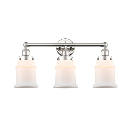 A large image of the Innovations Lighting 616-3W-13-24 Canton Vanity Polished Nickel / Matte White