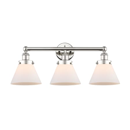 A large image of the Innovations Lighting 616-3W-12-26 Cone Vanity Polished Nickel / Matte White