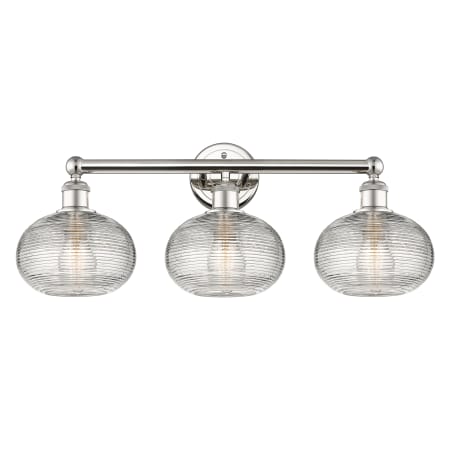 A large image of the Innovations Lighting 616-3W 11 26 Ithaca Vanity Polished Nickel