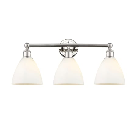 A large image of the Innovations Lighting 616-3W-12-26 Bristol Glass Vanity Polished Nickel / Matte White