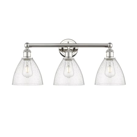 A large image of the Innovations Lighting 616-3W-12-26 Bristol Glass Vanity Polished Nickel / Seedy