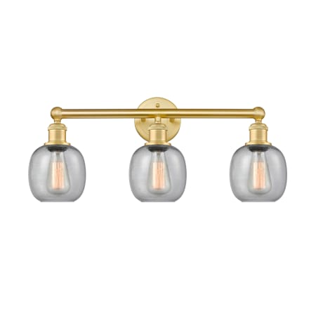 A large image of the Innovations Lighting 616-3W-12-24 Belfast Vanity Satin Gold / Seedy