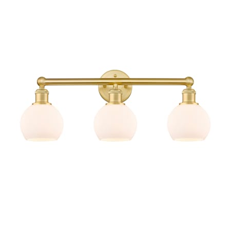 A large image of the Innovations Lighting 616-3W-11-24 Athens Vanity Satin Gold / Matte White