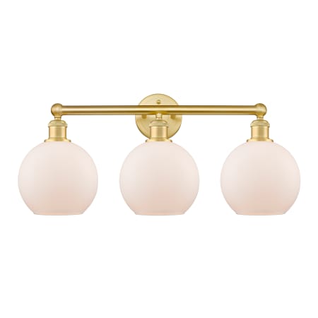 A large image of the Innovations Lighting 616-3W-13-26 Athens Vanity Satin Gold / Matte White